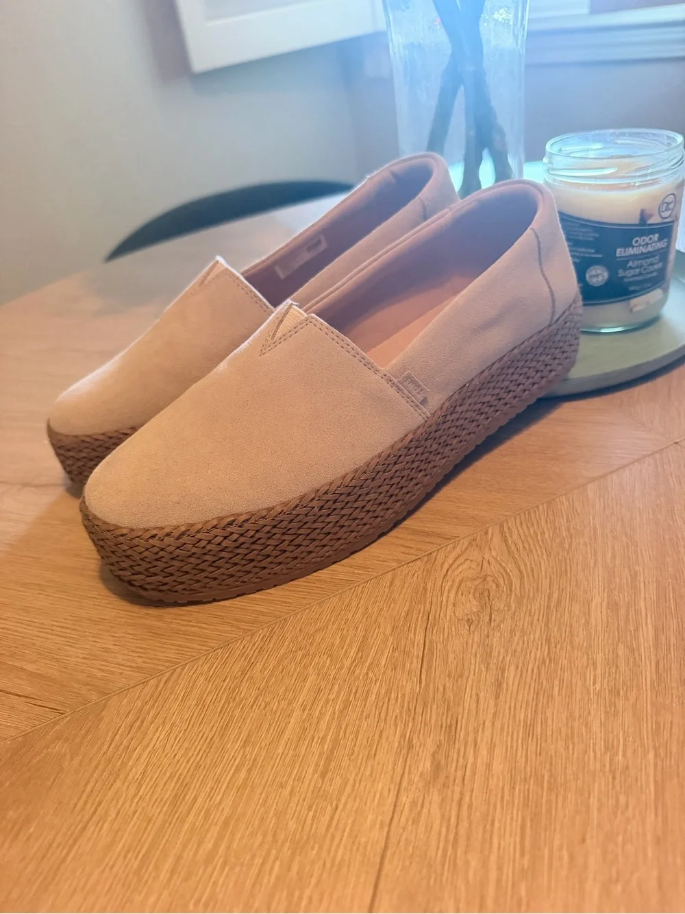 Women's Platform Slip-On Espadrille in Light tan